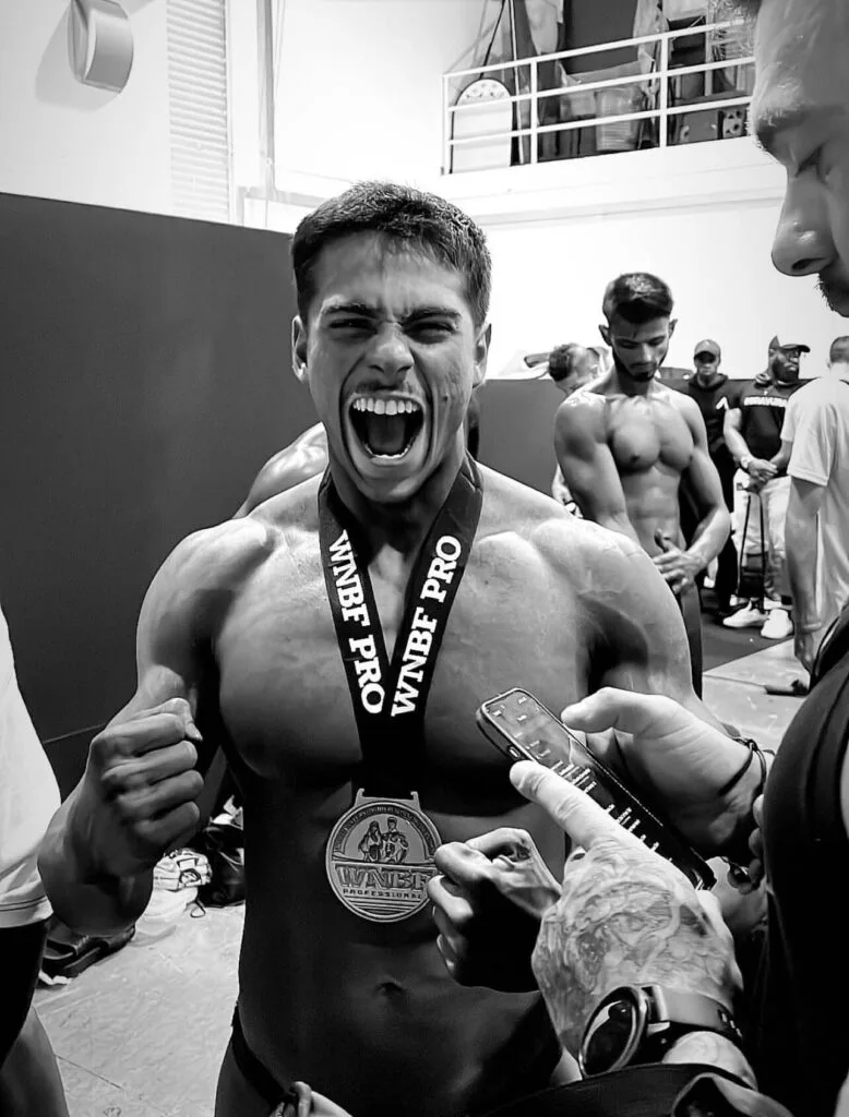 Emad Deznabi on stage as a WNBF Pro