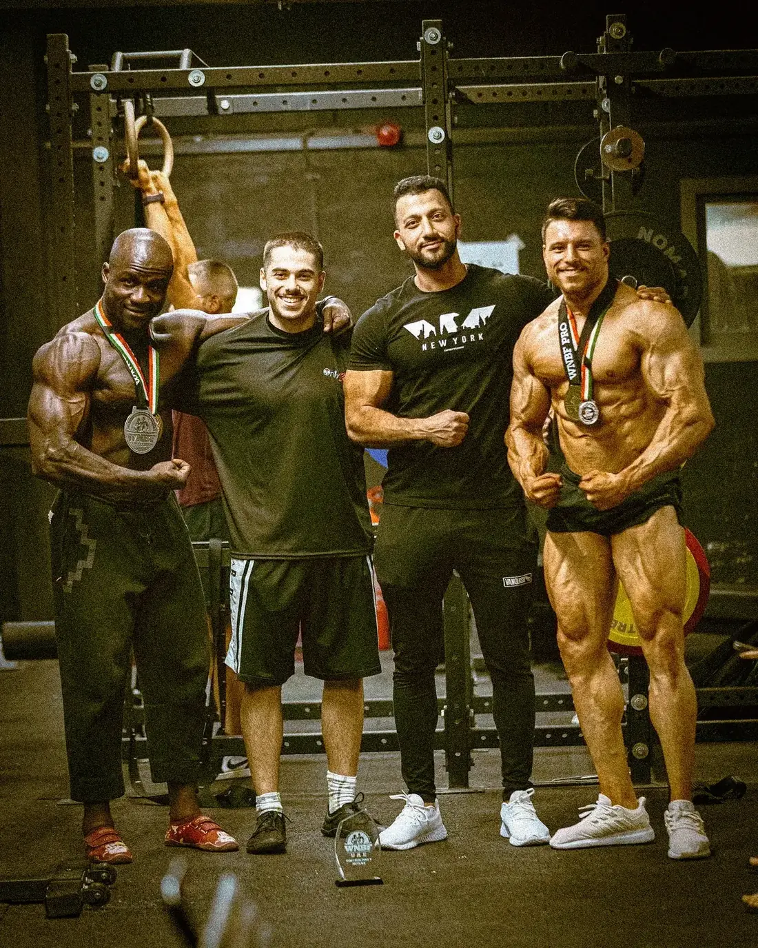 Emad and his athlete with leading regional coaches and competitors after the judging