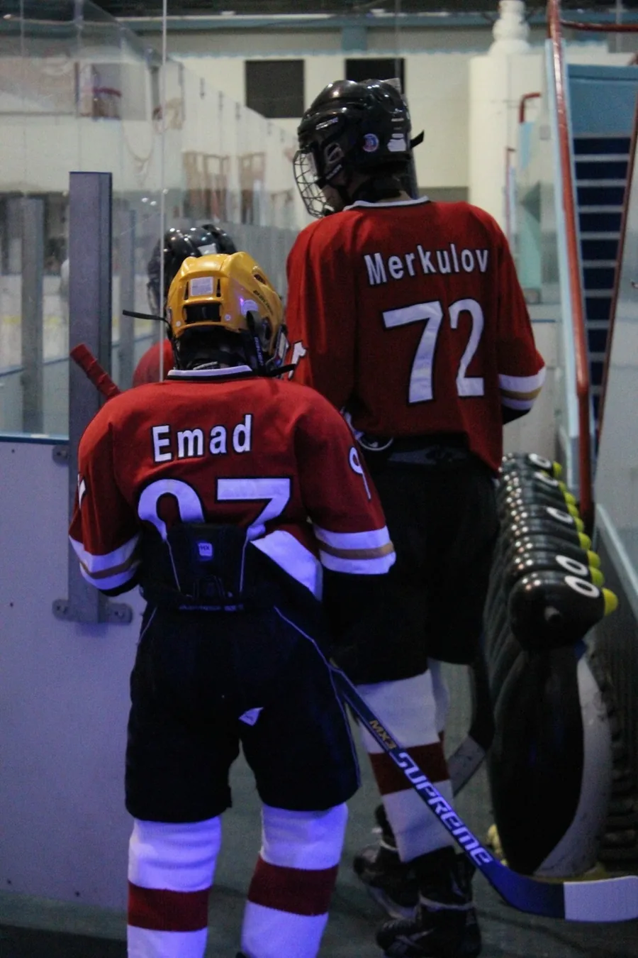Emad Deznabi playing ice hockey for the Dubai Sandstorms
